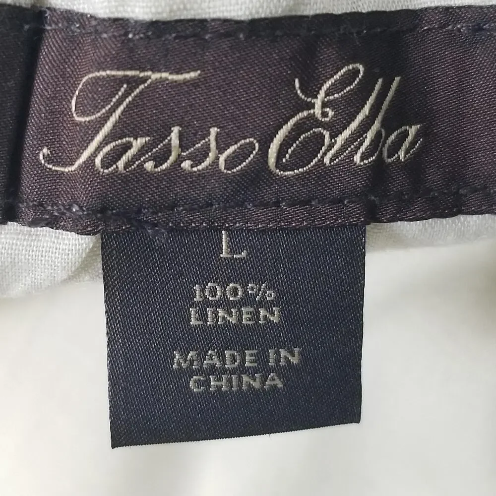 Tasso‎ Elba Linen Pants Mens Large White Drawstring Elastic Beach Casual Travel